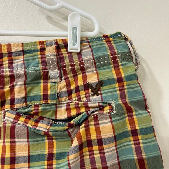 American Eagle Vtg Mens Sz 38 Red Plaid Bermuda Shorts Y2K Preppy Skater - Picture 6 of 6